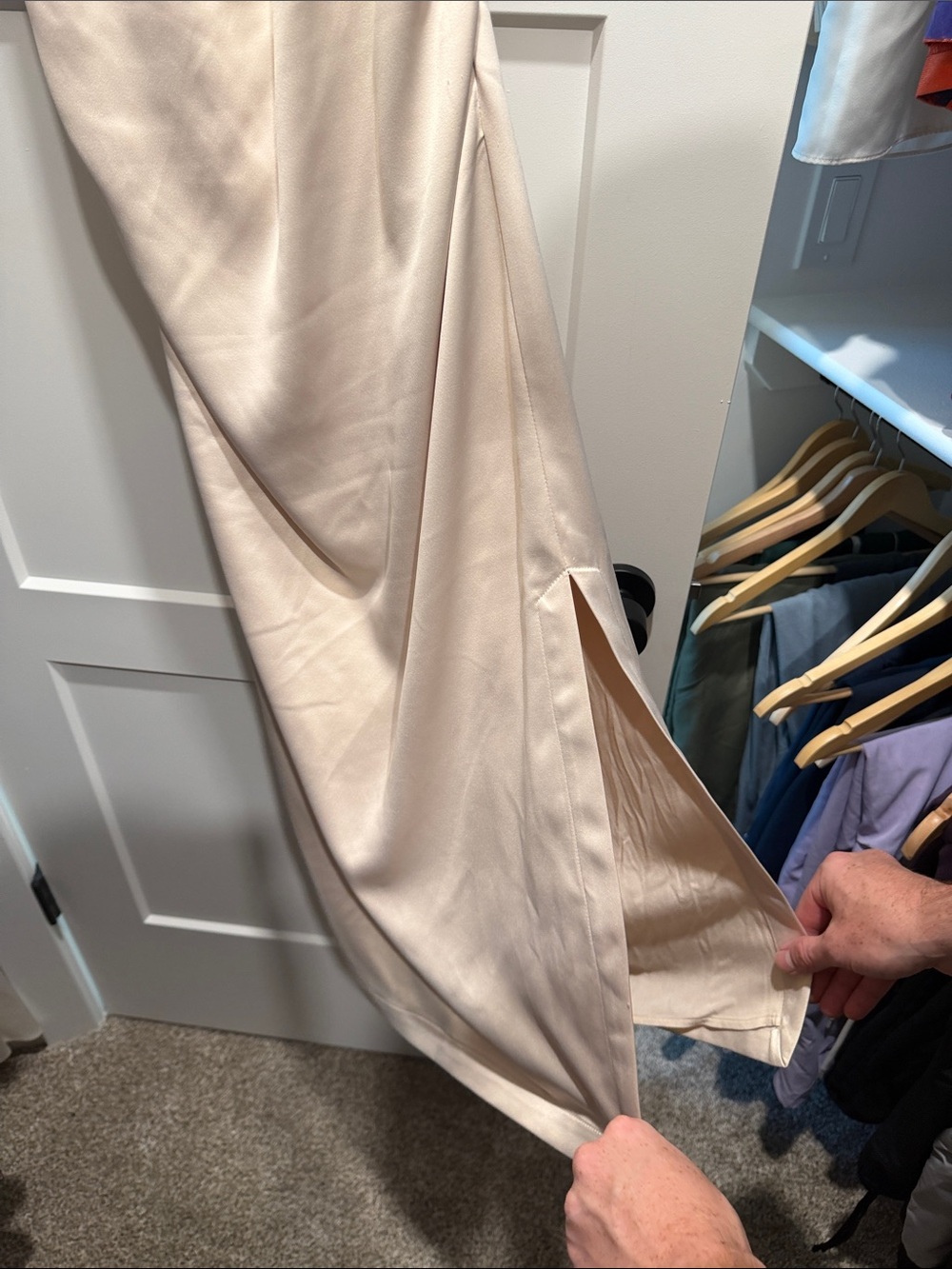 BHLDN Satin Cowl-Neck Maxi Dress in Champagne Blush - Picture 3 of 5